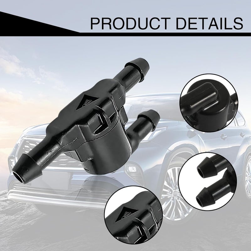 Flygun 2 PCS Car Windshield Wiper Washer Check Valve, 3 Port Cleaning Nozzle Replacement 8532128020, Wiper Spray Pipe Cleaning Connector Accessory, Compatible with Toyota Lexus (Black) - Image 5